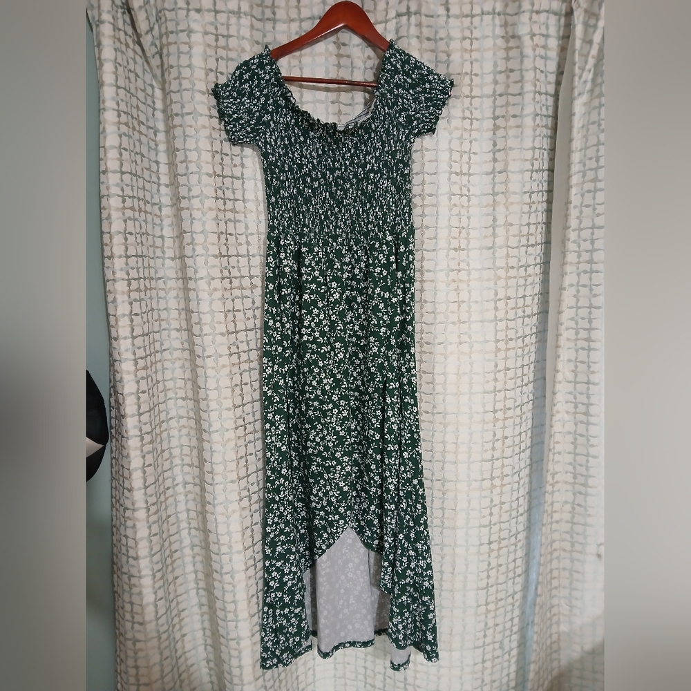 Green Floral Hi-low Dress